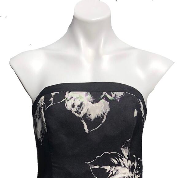 Ann Taylor black white floral off shoulder silk dress  size 4 NEW - Picture 5 of 12